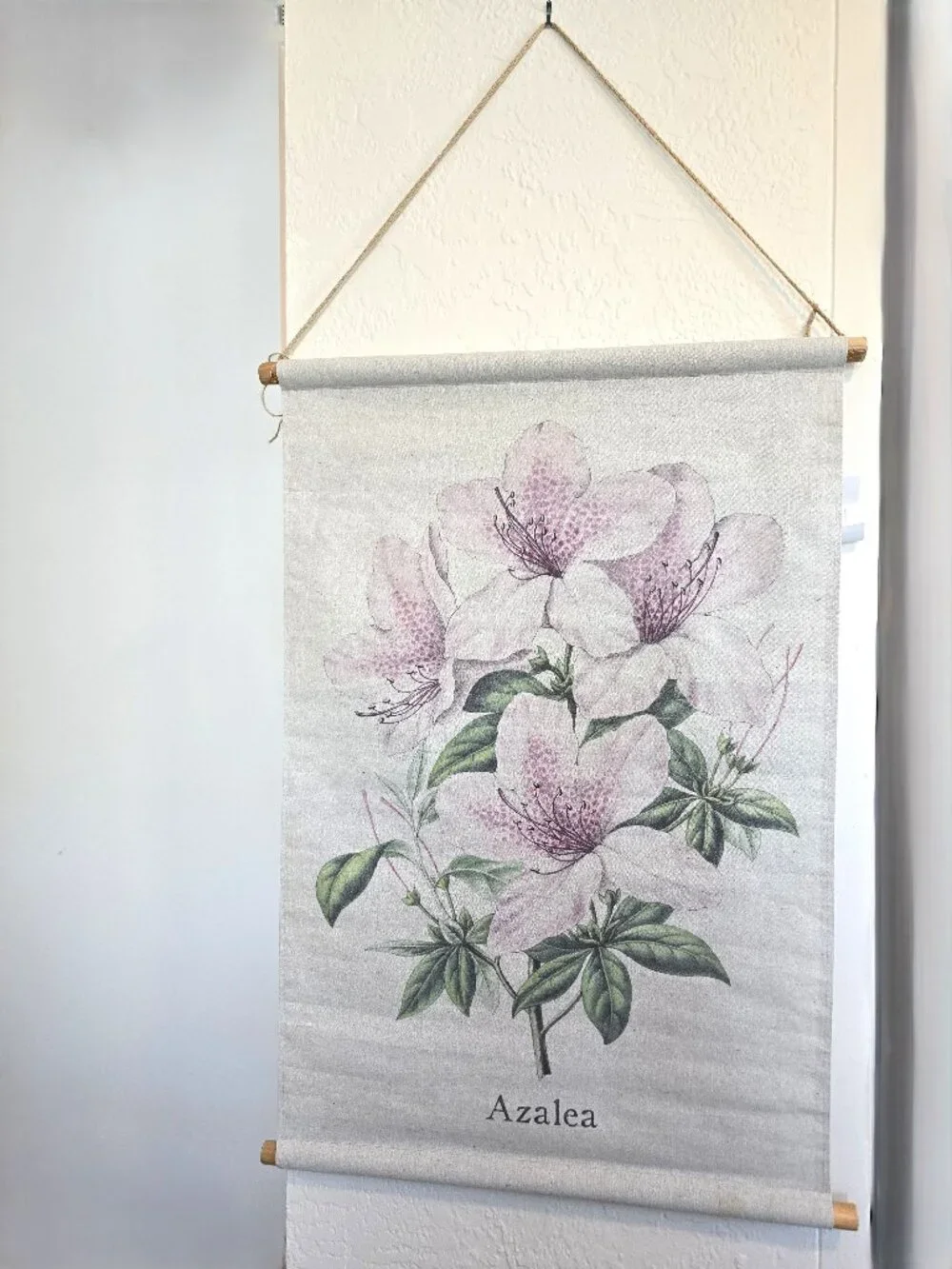 NWT Habitat Decor Azalea Linen Tapestry Wall Hanging Scroll Botanical Art